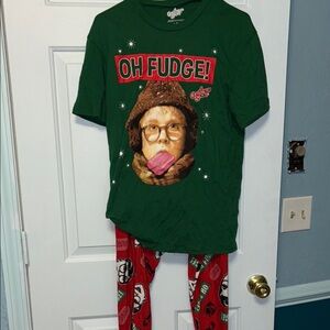 Men’s Christmas Story PJ Set size L T-shirt and Flannel PJ Pants